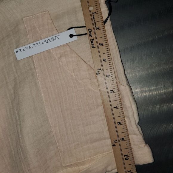 STILLWATER Some Beachy Shorteral Slubbed Cotton Peach Short Overalls NWT XS - Picture 10 of 12